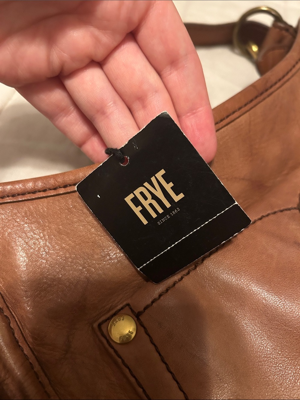 Frye Brown Leather Shoulder Bag with Adjustable Strap - Picture 2 of 3
